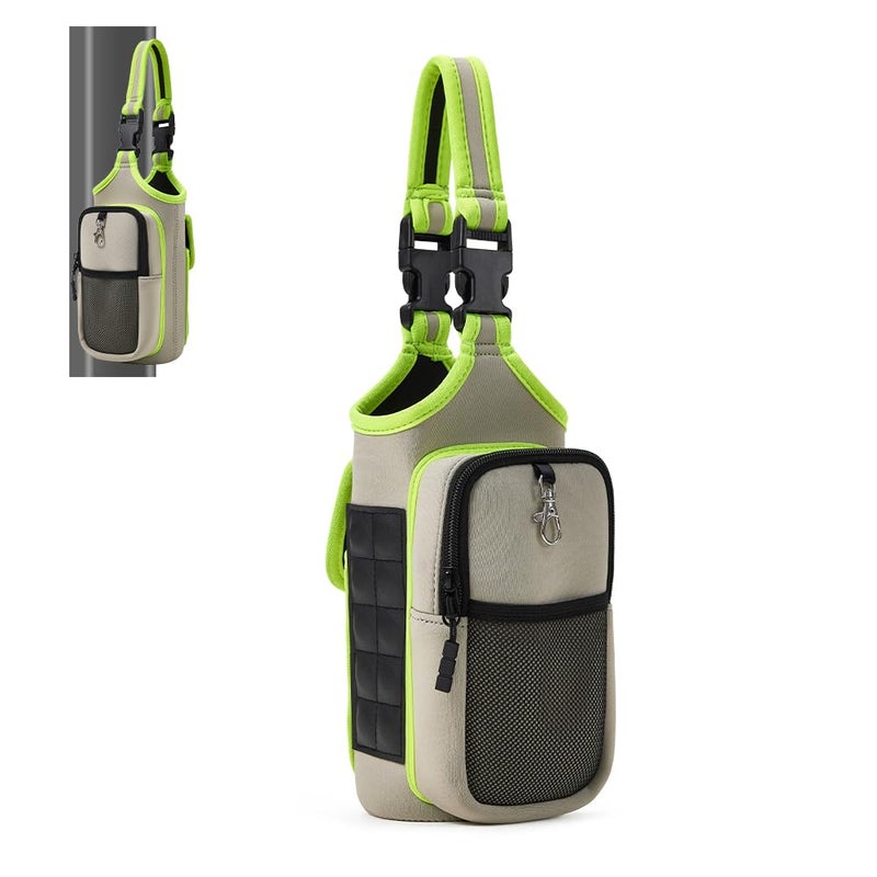 VAKAER Magnetic Gym Bag  Water Bottle Carrier Holder with Phone Pocket & Adjustable Strap 10 Ultra-Strong Magnets Stick to Fitness equipment  Workout Accessories Pouch for Women & Men (Light Grey) - Image 1